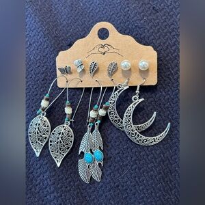 Boho Silver Earring Set - 6 pack